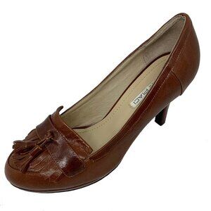 MI Piaci Rare Brown Leather Loafer Tassel Heel